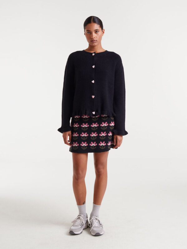 Compania Fantastica Black Knit Cardigan with Heart Detail