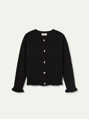 Compania Fantastica Black Knit Cardigan with Heart Detail