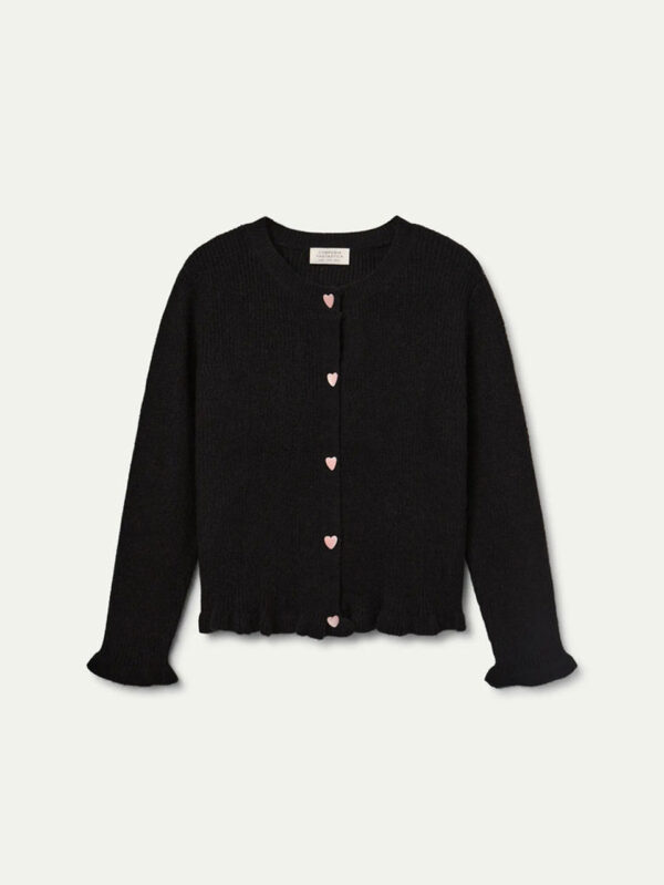 Compania Fantastica Black Knit Cardigan with Heart Detail