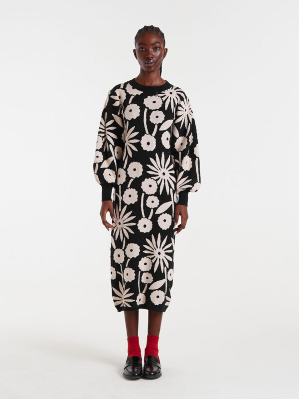 Compania Fantastica Tofu Print Jacquard Midi Dress