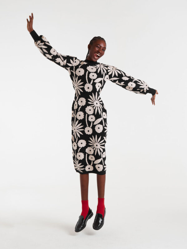 Compania Fantastica Tofu Print Jacquard Midi Dress