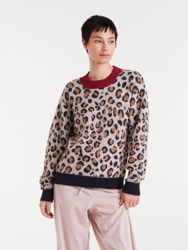 Compania Fantastica Leopard Print Jacquard Sweater