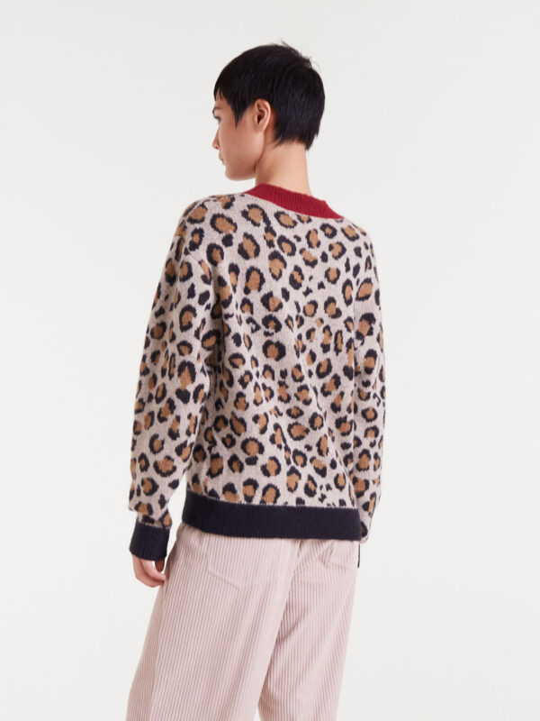 Compania Fantastica Leopard Print Jacquard Sweater