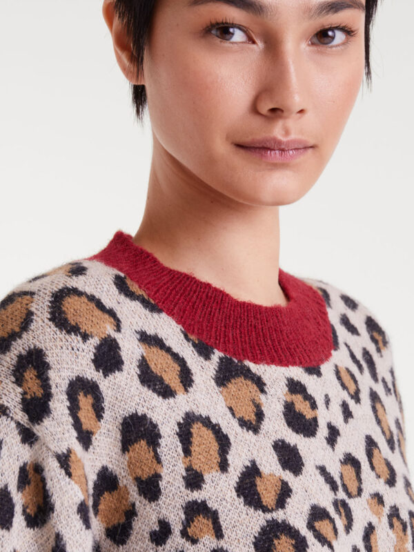 Compania Fantastica Leopard Print Jacquard Sweater