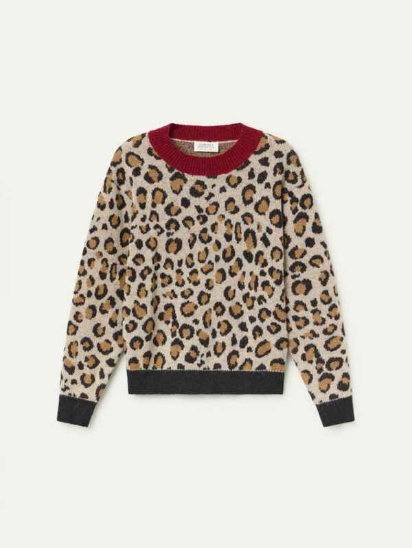 Compania Fantastica Leopard Print Jacquard Sweater