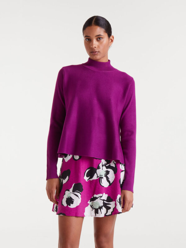 Compania Fantastica Magenta Flared Neck Sweater