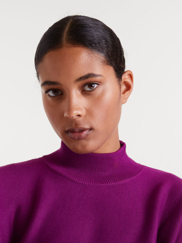Compania Fantastica Magenta Flared Neck Sweater