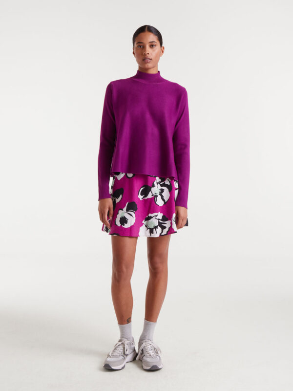 Compania Fantastica Magenta Flared Neck Sweater