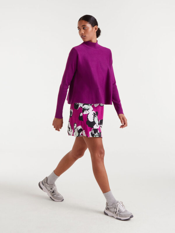 Compania Fantastica Magenta Flared Neck Sweater