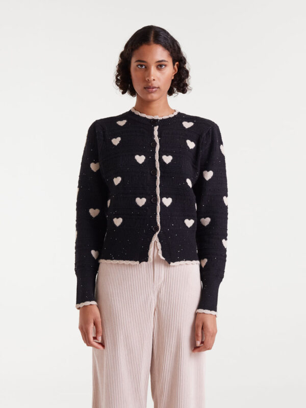 Compania Fantastica Jacquard Cardigan with Hearts