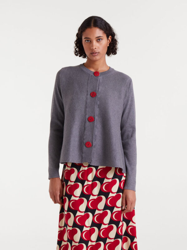Compania Fantastica Grey Flared Knit Cardigan