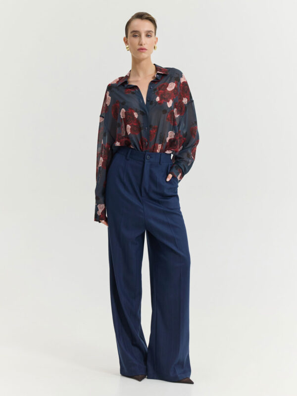Hemithea Heather Shirt Shadow Roses Blue