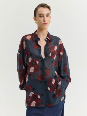 Hemithea Heather Shirt Shadow Roses Blue