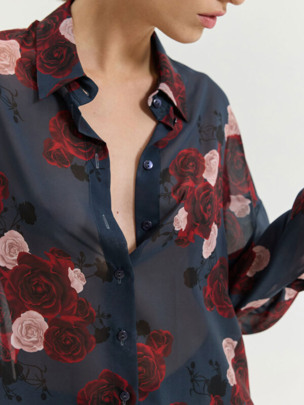 Hemithea Heather Shirt Shadow Roses Blue