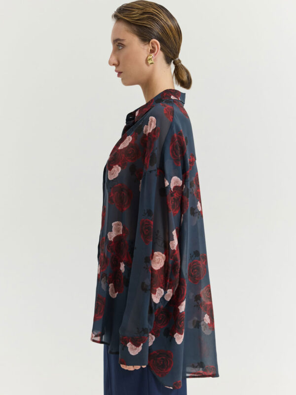 Hemithea Heather Shirt Shadow Roses Blue