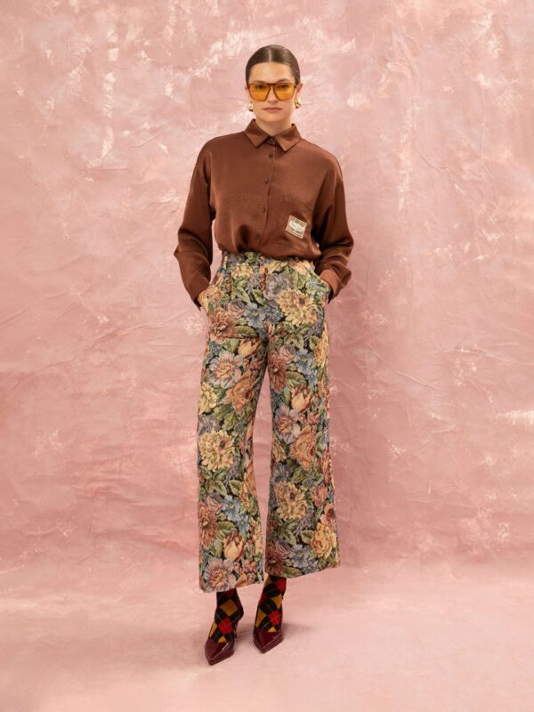 We are Floral Jacquard Pleated Pants