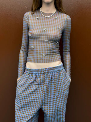 Milkwhite Brown Mesh top